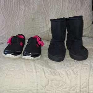 Girls Athletic Works shoes black pink Size 8 & bebe boots black Size 8